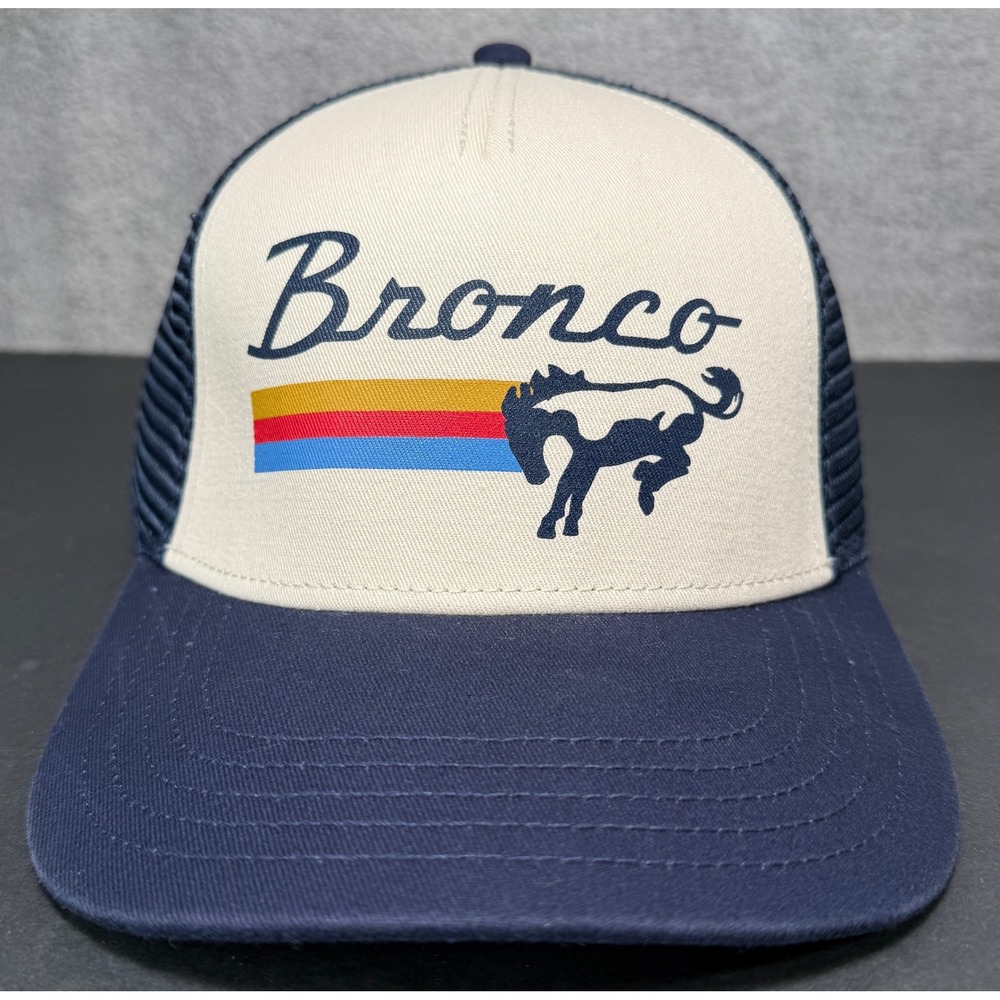 American Needle Trucker Hat Mens OSFM Navy Ford Bronco Retro Stripe Mesh Cap